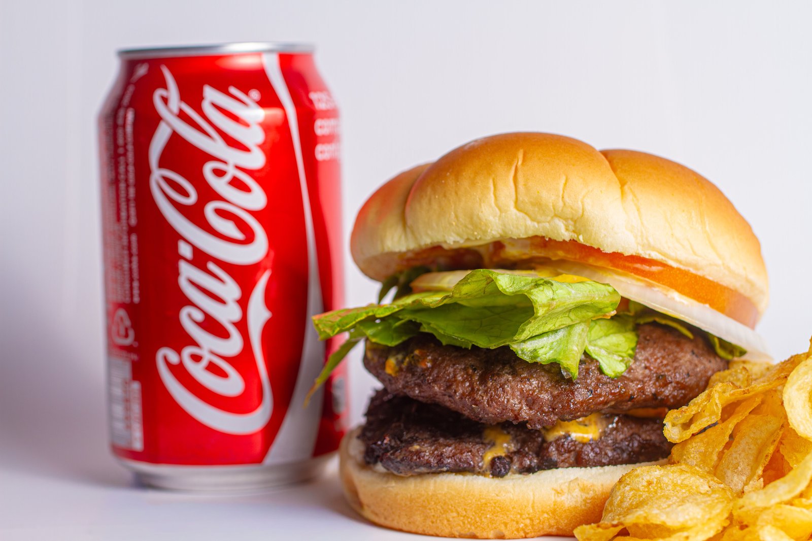 Beef burger meal with chips